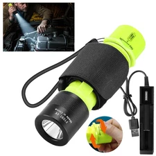 Scuba Diving Flashlight Waterproof Underwater 80ft Dive Torch Snorkeling Light