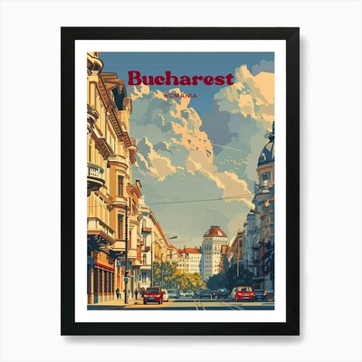 Bukarest Rumänien Vintage Reise Il gerahmtes Wandbild Poster Leinwanddruck Bild