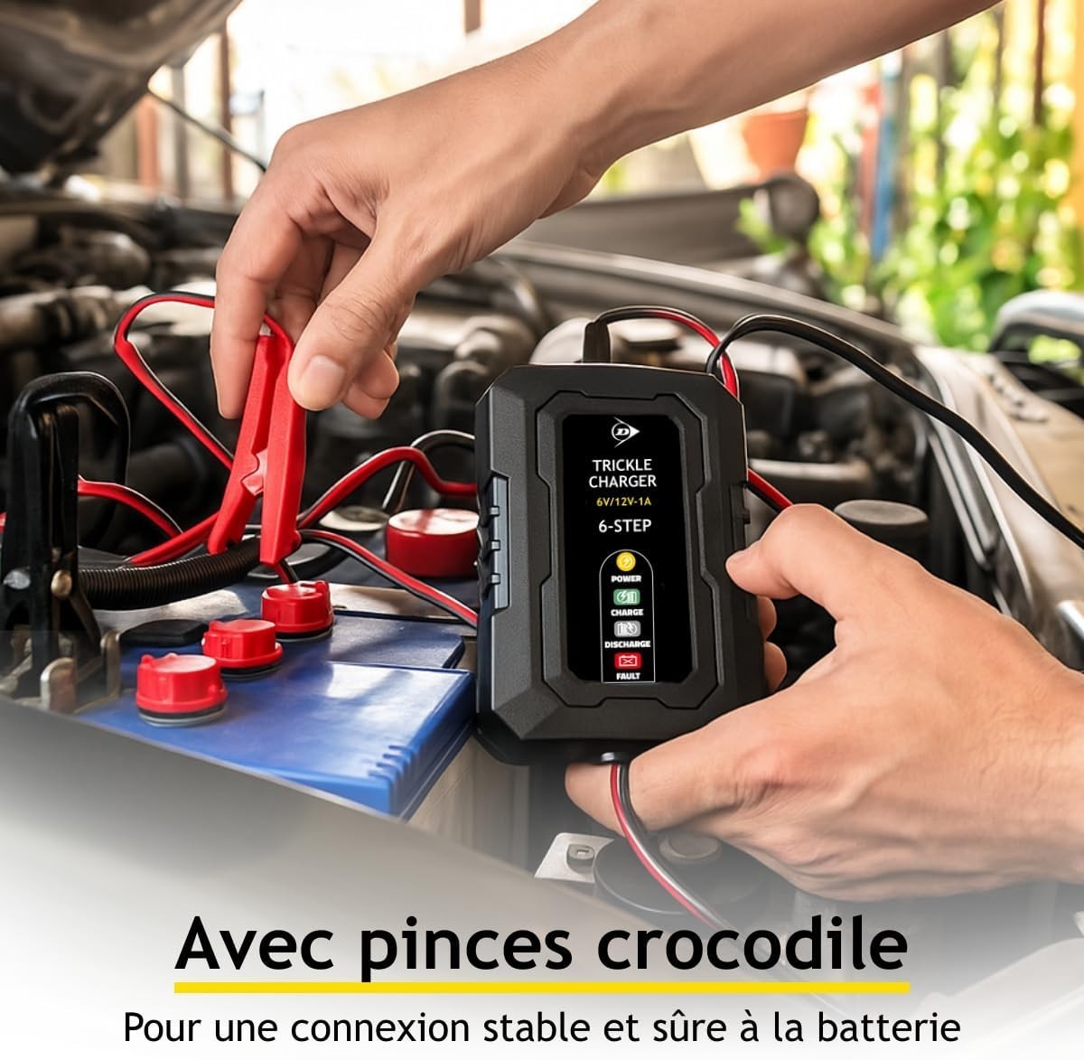 Chargeur batterie auto moto 6V 12V Dunlop maintien charge pour vehicule