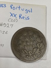 Moneda 20° Portugal 1883 bronce KM número 527