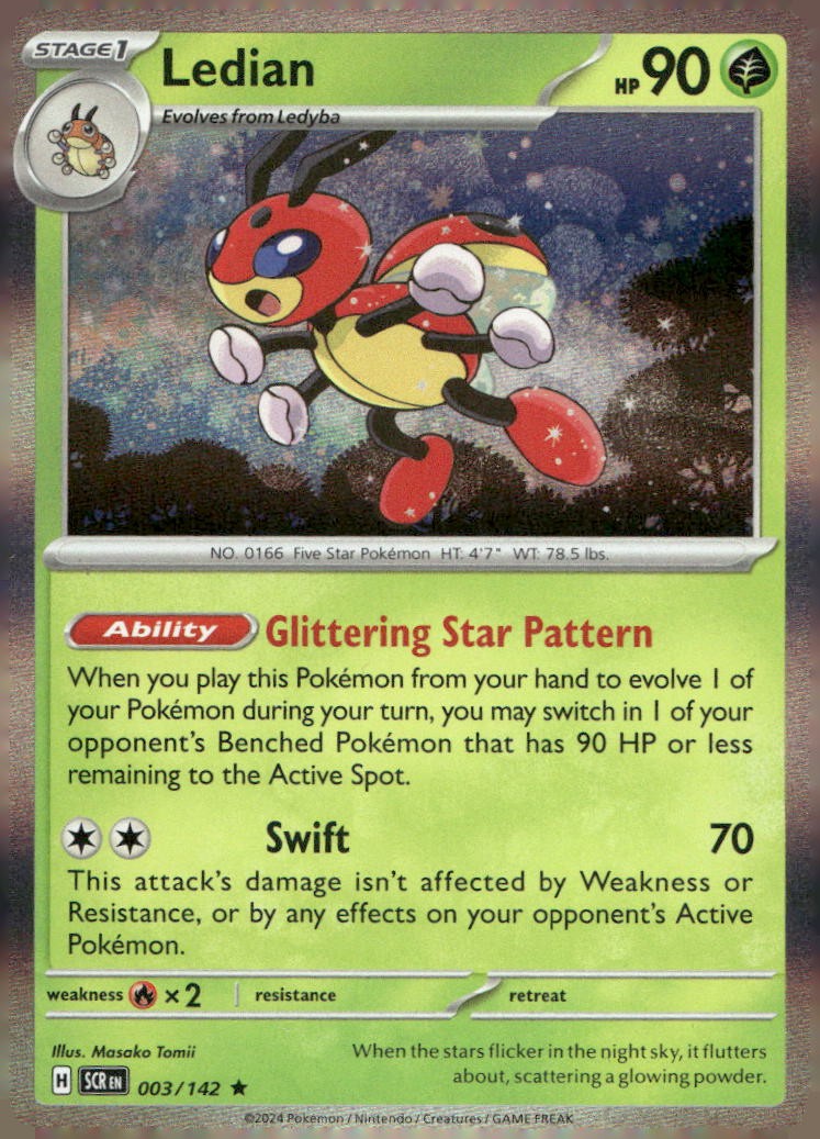 Ledian 3/142 Rare Stellar Crown Pokemon Holo Near Mint