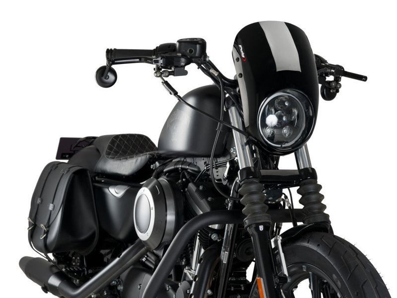 Puig Black Anarchy Semi Fairing Harley Davidson Sportster 883 Iron XL883N 09-22