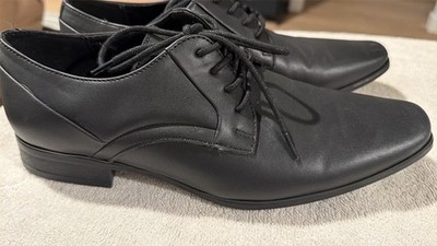 Calvin Klein Brodie Mens Oxford Shoe Sz 7 1/2 M Black Leather Lace-Up Round Toe