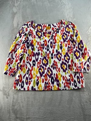 Ruby Rd Blouse Womens 1X Multicolor 3/4 Sleeve Beaded Boho Colorful Casual