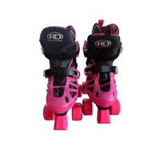 Roller Derby Girls Adjustable Roller Skates Pink Black Floral Size 12-2 28417