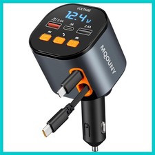 Compact 90W Car Charger with Bluetooth, Dual USB Cables for Effortless Charging