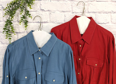 LINEN LOT 2 Lauren Ralph Lauren Roll Tab 2X Long Sleeve Button Shirt Women Luxe