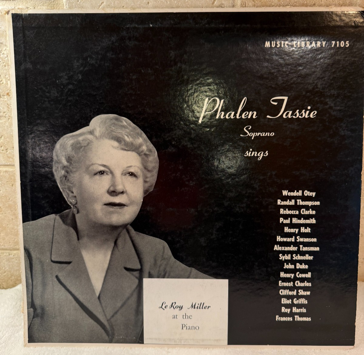 1965 PHALEN TASSIE Soprano Sings Music Library 7105 Lero Miller LP Vinyl Vintage