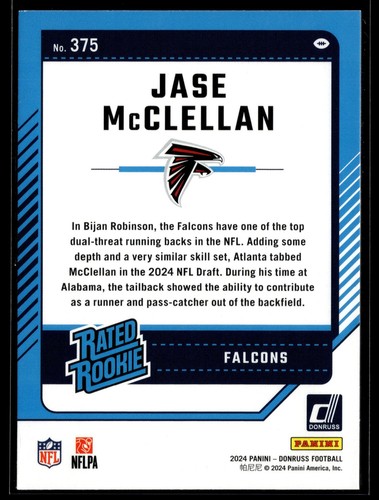 2024 Donruss #375 Jase McClellan - Picture 2 of 2