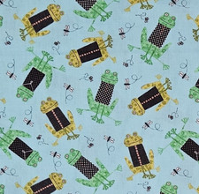 Frogs Frog Fabric Dragonflies BENARTEX Quilters Cotton HALF YARD BTHY Continuous
