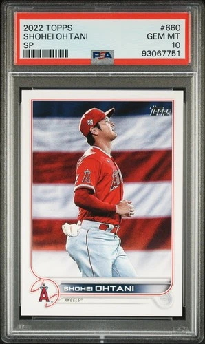 Shohei Ohtani 2022 Topps Series 2 SP Image Variation #660 Flag PSA 10 Gem Mint