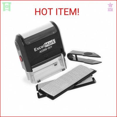 ExcelMark Self-Inking DIY Custom Rubber Stamp Kit - Personalized Stamper for Bus