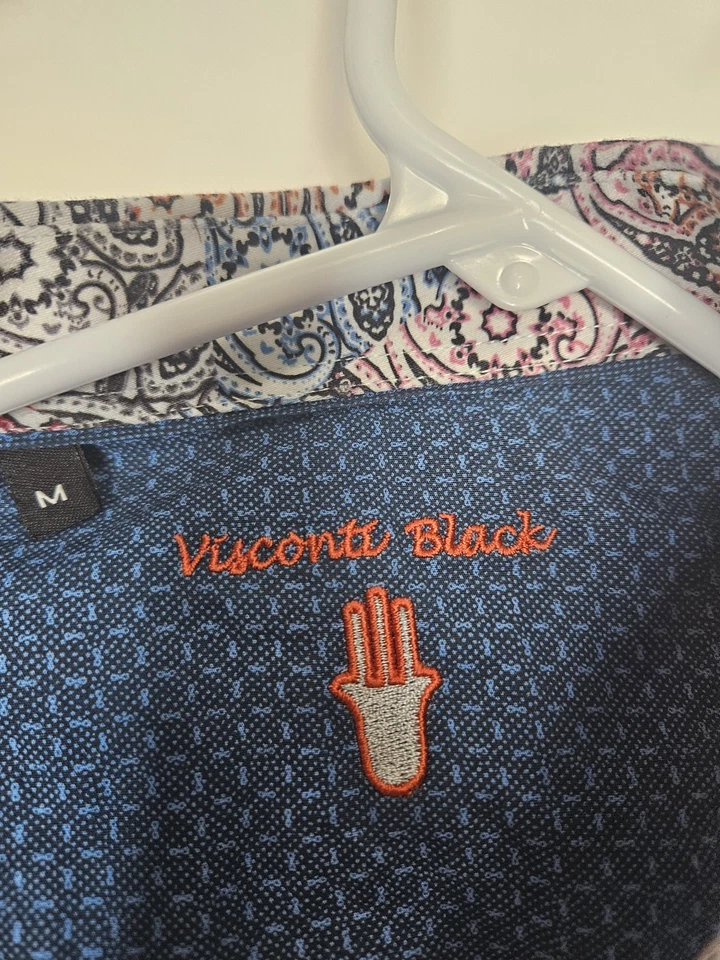 Visconti 黑色佩斯利衬衫 M 多色纽扣长袖 — 第 3/4 张图片