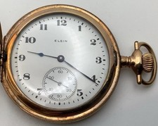 1919 Elgin Grade 301 12S Model 2 7J Gold Filled Hunter Pocket Watch RUNS
