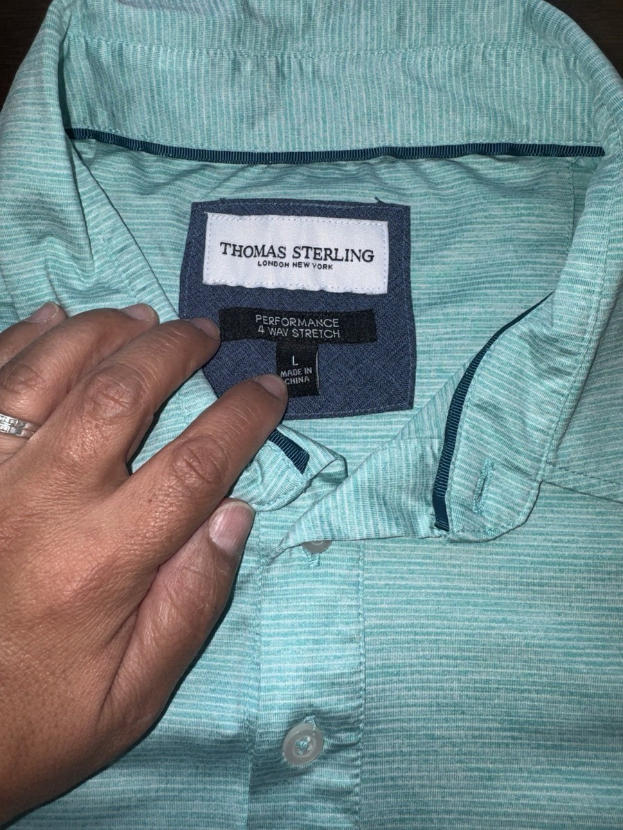Thomas Sterling Heathered Mint Performance Polo - Excellent Condition Size Large View 4