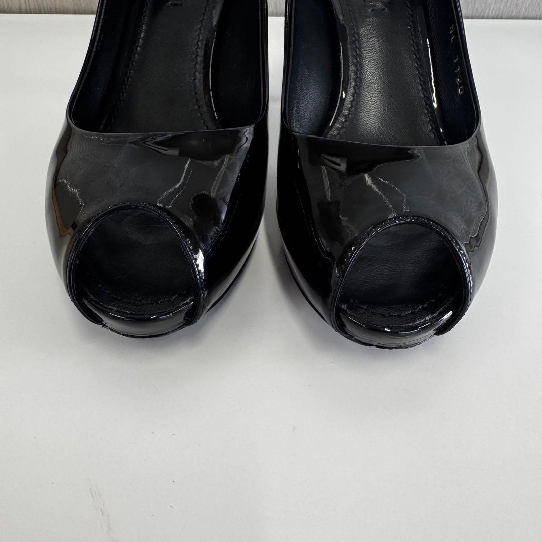 Louis Vuitton Women's Pumps Open-Toe Enamel Size:36/JP:23.5 Black 135488K Authen thumbnail 3
