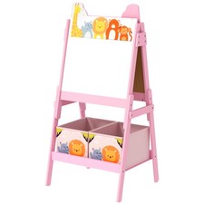 Doubel-Sided Easel for Kids w/ Whiteboard, Chalkboard, Storage Boxes, Blue