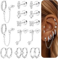Ohrringe Set 8 Paar Hypoallergen Chirurgenstahl Gold Silber Creolen Ohrstecker