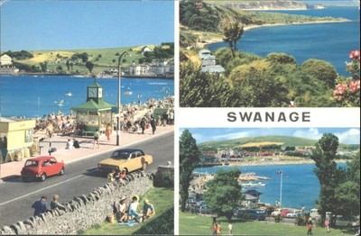 Vintage Swanage Dorset Esplanade Buchten John Hinde Foto Postkarte 1981 verschickt