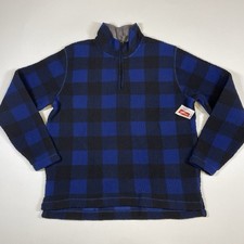 Wrangler Sweater Men  s Large Blue Plaid 1/4 Zip Comfy Fleece Relaxed Fit NEW