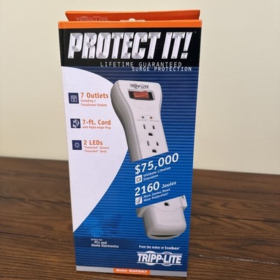 Eaton Tripp Lite Series SUPER7 Flat Plug Power Strip Surge Protector, 7 Outlets