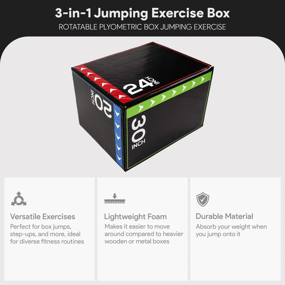 BalanceFrom Fitness 16 Pound Versatile 3 in 1 Plyometric Jumping Exercise Box - Image 2 of 4
