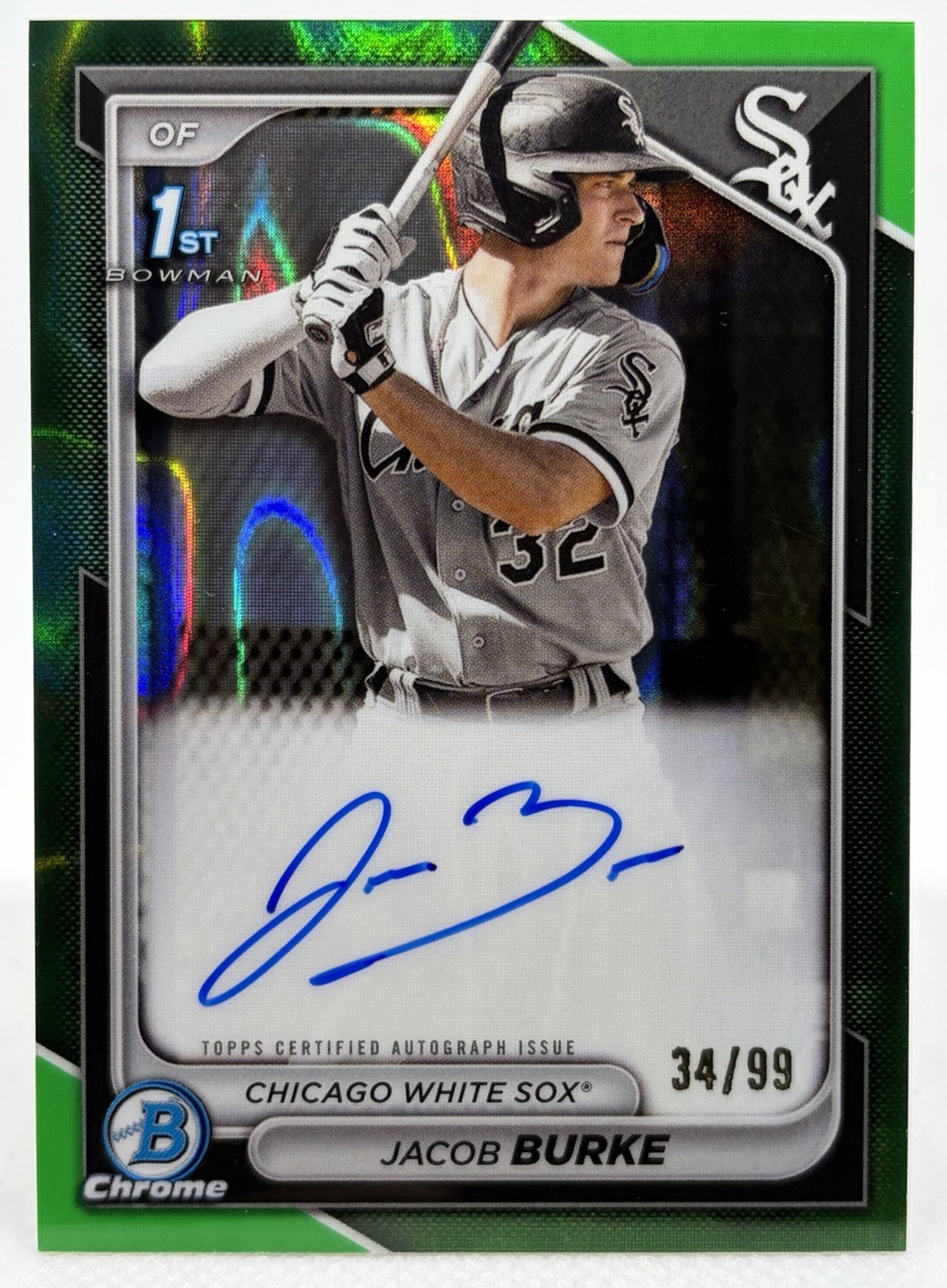 2024 Bowman Chrome Green Lava Refractor Jacob Burke /99 Auto 1st #CPA-JB