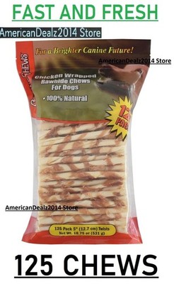 Canine Chews Chicken-Wrapped Rawhide Chews for Dogs (125 ct.) SEALED NEW!!!