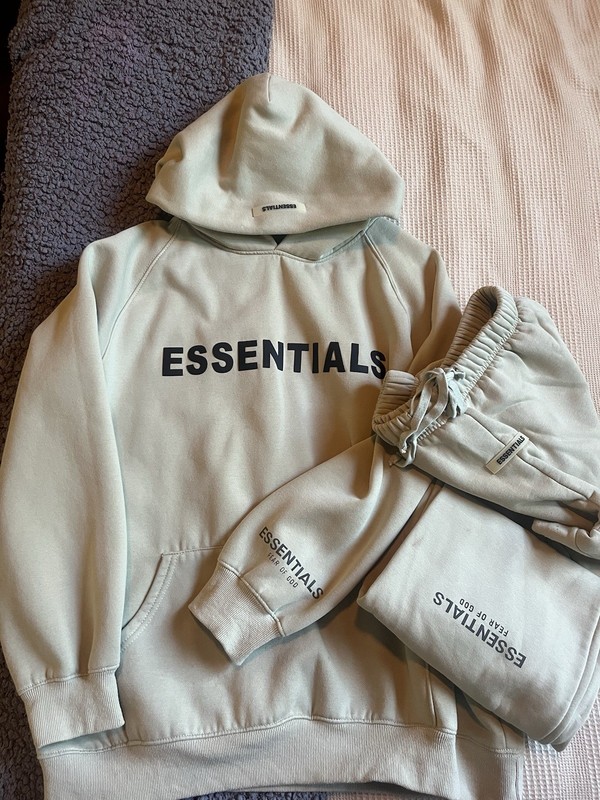 Essentials green 2-Piece Sweatsuit Hoodie & Pants Solid Logo Drawstring