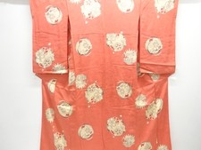 7692301: JAPANESE KIMONO / ANTIQUE KIMONO / SILK / MON KINSHA / FLORAL ROUNDEL C