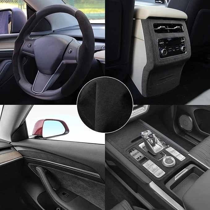 Luxury Faux Suede Fabric Self Adhesive Car Interior Car Wrap Alcantara Style - Image 2 of 4