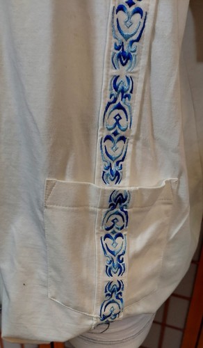 Genuine Haband Guayabera Men L White  Cuban Embroidered 4 Pocket  XXL Shirt  - Picture 3 of 5