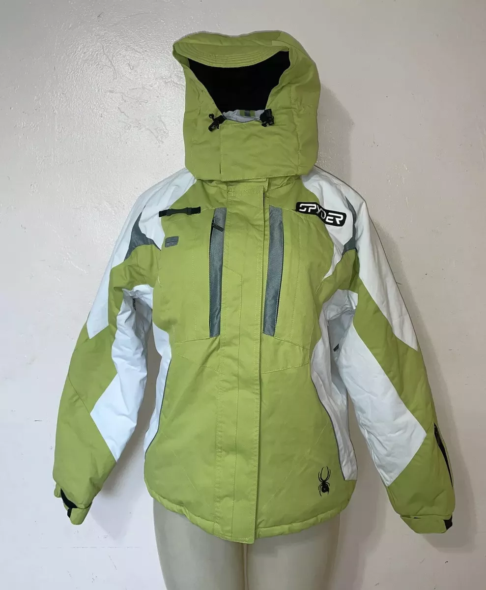 SPYDER DERMIZAX EV X STATIC INSULATION LIGHT GREEN SKI HOODED JACKET Sz M