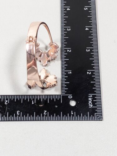 Rose Gold Tone Purple Beige Navette Rhinestone Open Cuff Hinge Bracelet 7 in - Picture 10 of 10