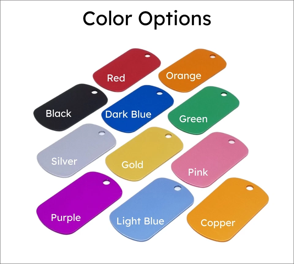 ETIQUETA DE PERRO DE ALUMINIO GI TAG PERSONALIZADA HASTA 4 LÍNEAS CADA LADO - CADENA O ANILLO DE 30" Foto 2 de 2