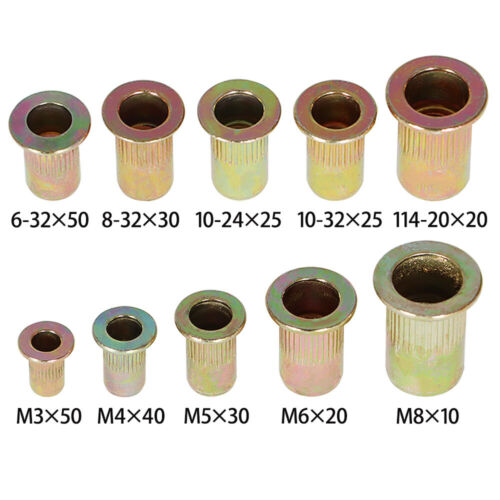Zinc Steel Rivet Nut Kit 300Pc Rivnut Nutsert Assort 150pcs Metric+150pcs SAE US - Picture 3 of 11