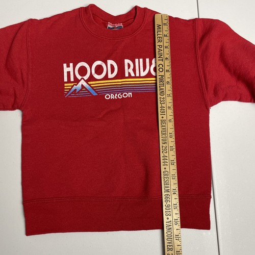 Hood River Oregon Youth Red Sweatshirt Graphic Print Size Small Retro Style - Picture 5 of 7