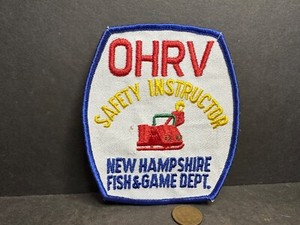 Vintage OHRV Patch, New Hampshire Fish & Game Dept. Snowmobile