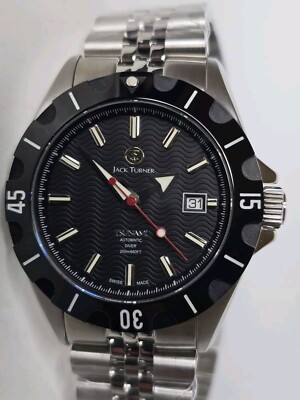 Jack Turner Tsunami Automatic Watch Swiss Made 42mm Black Dial