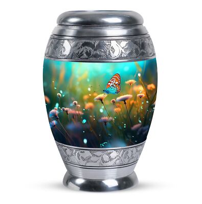 Eternal Slumber: Purple Butterflies Aluminium Urn for Human Ashes Keepsake
