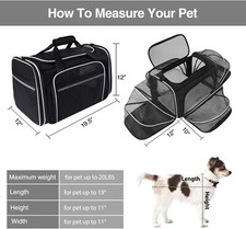 Airline Approved Pet Carrier Mesh Pockets,Breathable Compliant 2 Cats Travel Dog