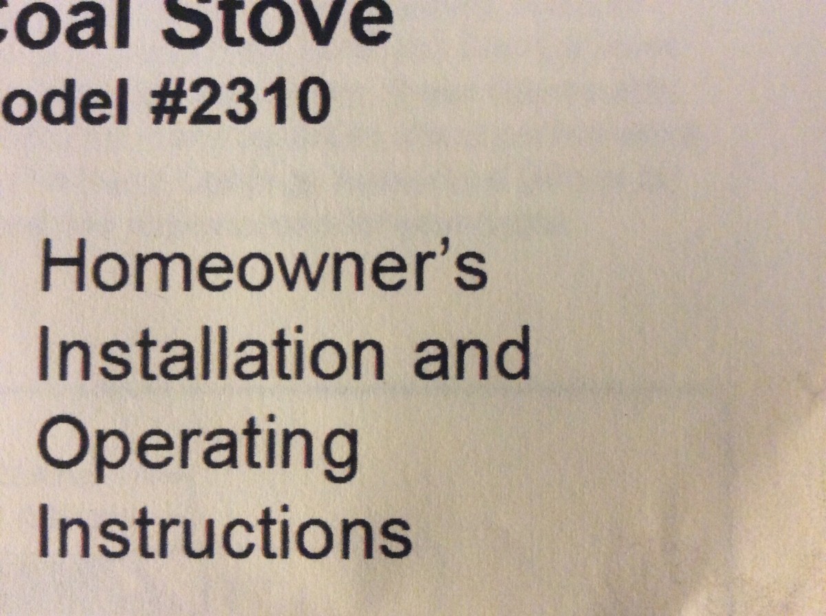 Vermont Castings Vigilant 2310 Coal Stove Installation manual