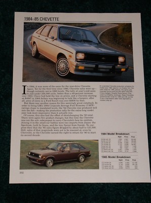 1984-85 CHEVY CHEVETTE SPEC SHEET INFO PHOTO 84 DIESEL SEDAN HATCH