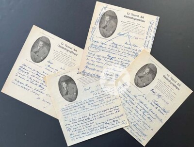 CINEMATOGRAPH Invention Marey Lumière Reynaud NOVERRE Autograph 4 Letters 1927