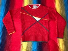Vintage Kids Youth 80s Geometric Red crewneck izod sweater size 6