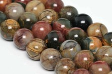 10mm 100 Genuine Natural Picasso Jasper Gemstones Round Loose Beads 15" AAA