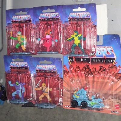 Motu Masters Of The Universe He-man Mini Figures & Hotwheels 6 Item Lot Mattel