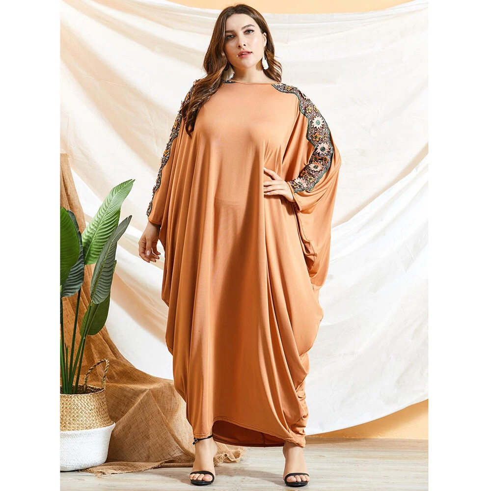Kaftan Abaya Muslim Women Embroidery Long Dress Arab Robe Kaftan Ethnic Gown New