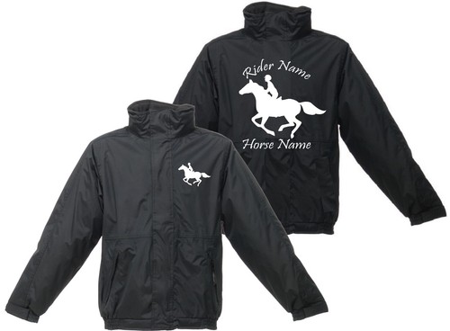CHAQUETA CABALLO PERSONALIZADA IMPERMEABLE ECUESTRE PONY MAZORCA JINETE JINETE ABRIGO NAVIDAD - Imagen 4 de 9