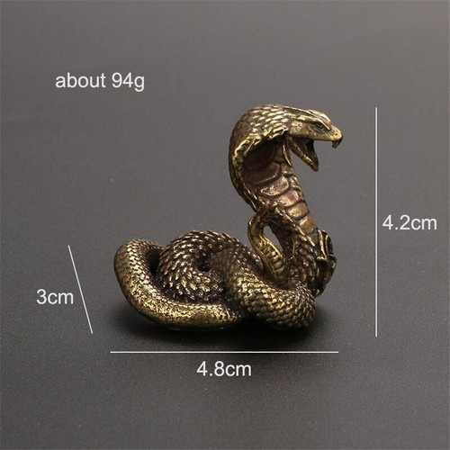 Bronze Cobra Statue Ornament Zodiac Snake Figurines Copper Tea Pets Decor HOT - Picture 8 of 20